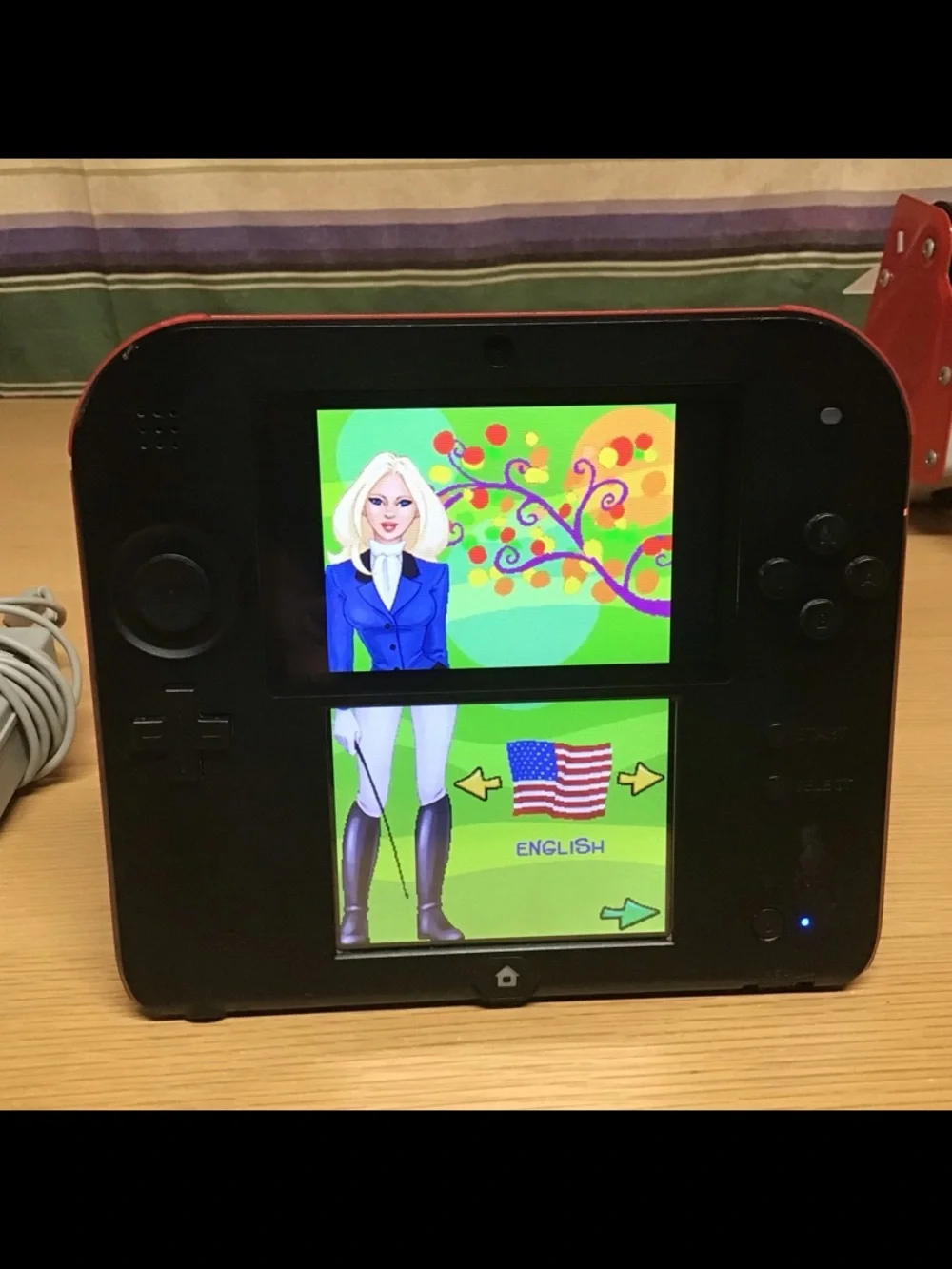 Nintendo 2DS Handheld Console With Charger & Stylus Red Black FTR-001 Working